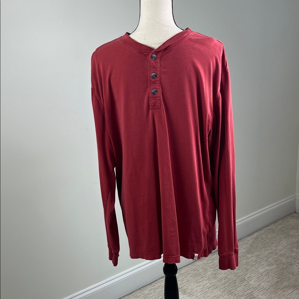 Old Ranch Great Basin Men’s Large Red Henley Long Sleeve 100% Cotton
